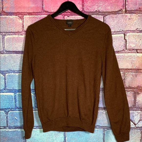 J.Crew Men's V-Neck Sweater Merino Wool Brown Size Large - Picture 1 of 5